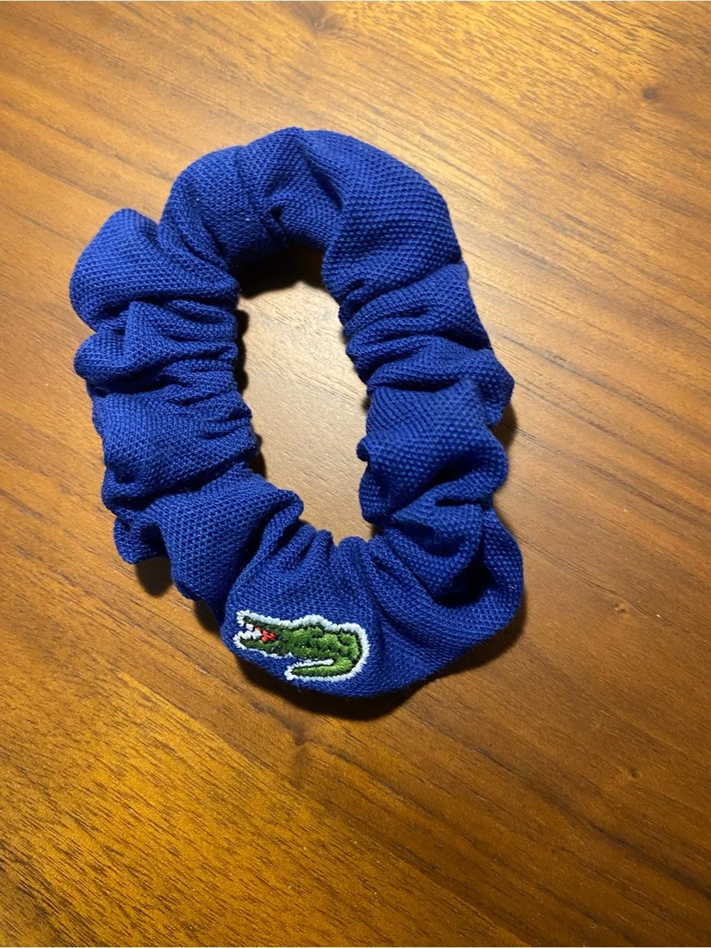 Lacoste Bright Blue Knit Croc Logo Hair Scrunchie